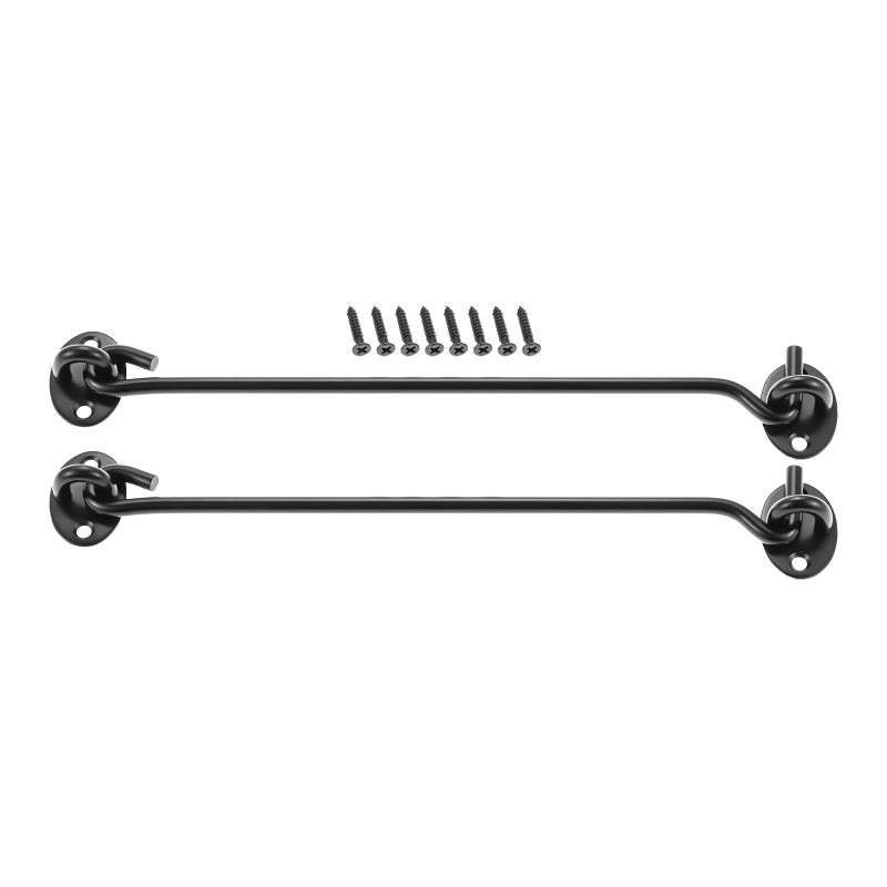 Mgoodoo 10 Inch Black Hook and Eye Latch,2 Pack Stainless Steel Barn Door Latch, Heavy Duty Privacy Lock for Sliding Doors, Barn Door, Gate, Shed, Window, Cabinet - Image 1